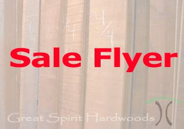 Sale Pricing on our select hardwood lumber and boards in Chicago suburbs from Great Spirit Hardwoods in East Dundee, IL
