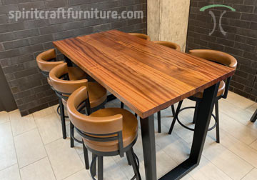 Sapele Mahogany Ribbon Breakfast Dining Table Top for Marriott Hotel and Hospitality Client