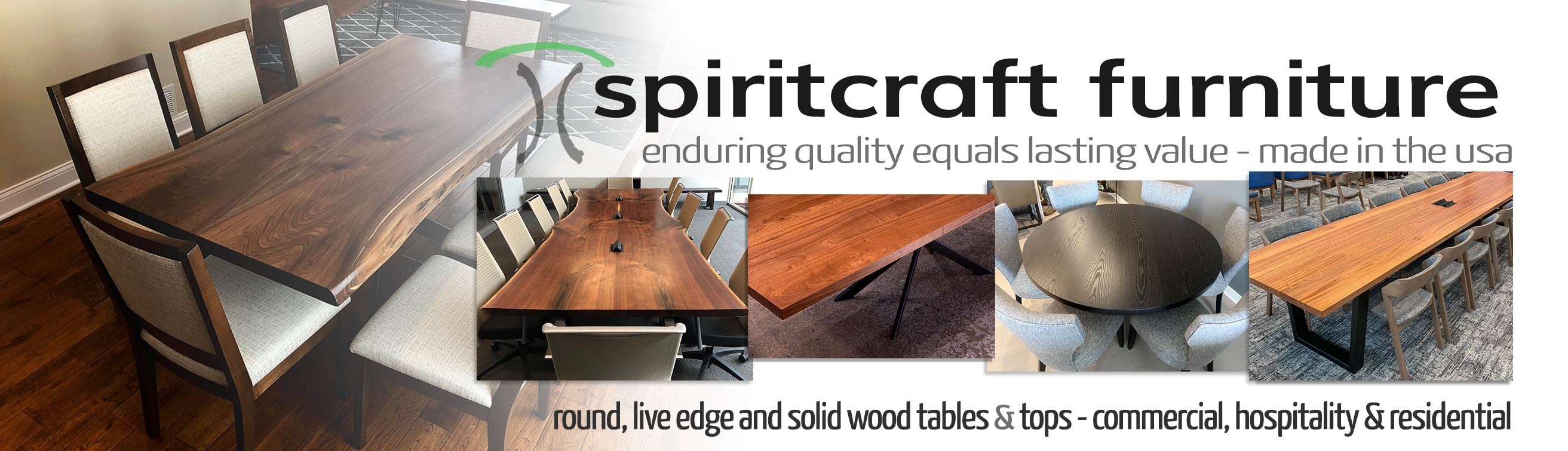 heirloom quality solid wood round, wide plank and live edge conference and dining tables