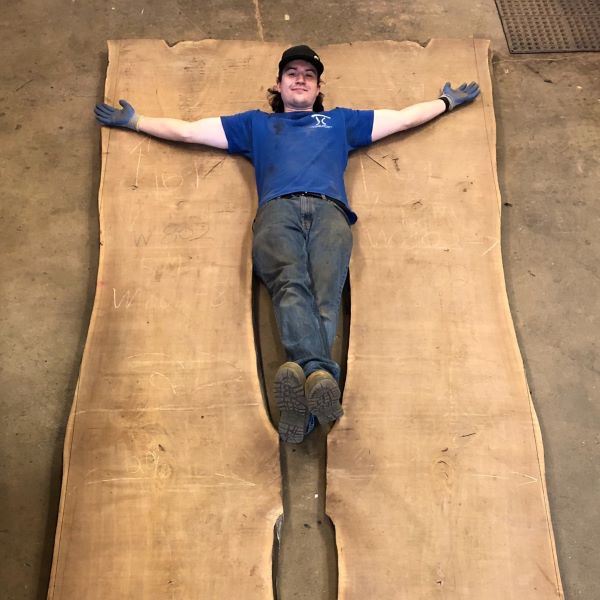 rough sawn large bookmatched walnut slabs for 14 foot long conference table