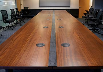 30 Foot Long Sapele Mahogany Conference Table in (6) 120" x 36$ Sections with Steel Center Plate