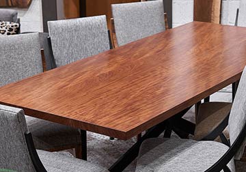 Solid Figured Bubinga Dining Table with RH Yoder Dining Chairs