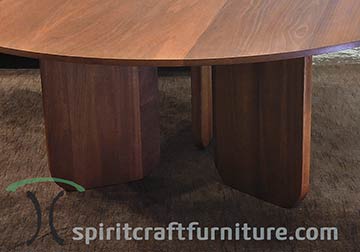 72" Diameter Makore "African Cherry" Dining Room Table with Three Solid Wood Slab Legs