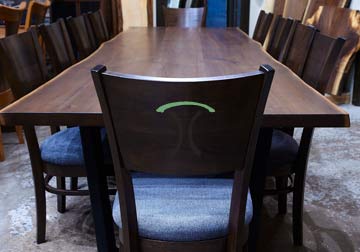 Live edge dining - conference table made from slabs of solid kiln dried Black Walnut