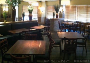 Custom made Walnut restaurant table tops for dining tables in Chicago Cafe, Bistro, Bar.