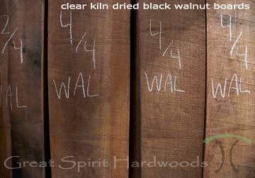 The finest kiln dried Black Walnut hardwood lumber, boards and slabs at the best pricing in Chicago suburbs from Great Spirit Hardwoods in East Dundee, IL