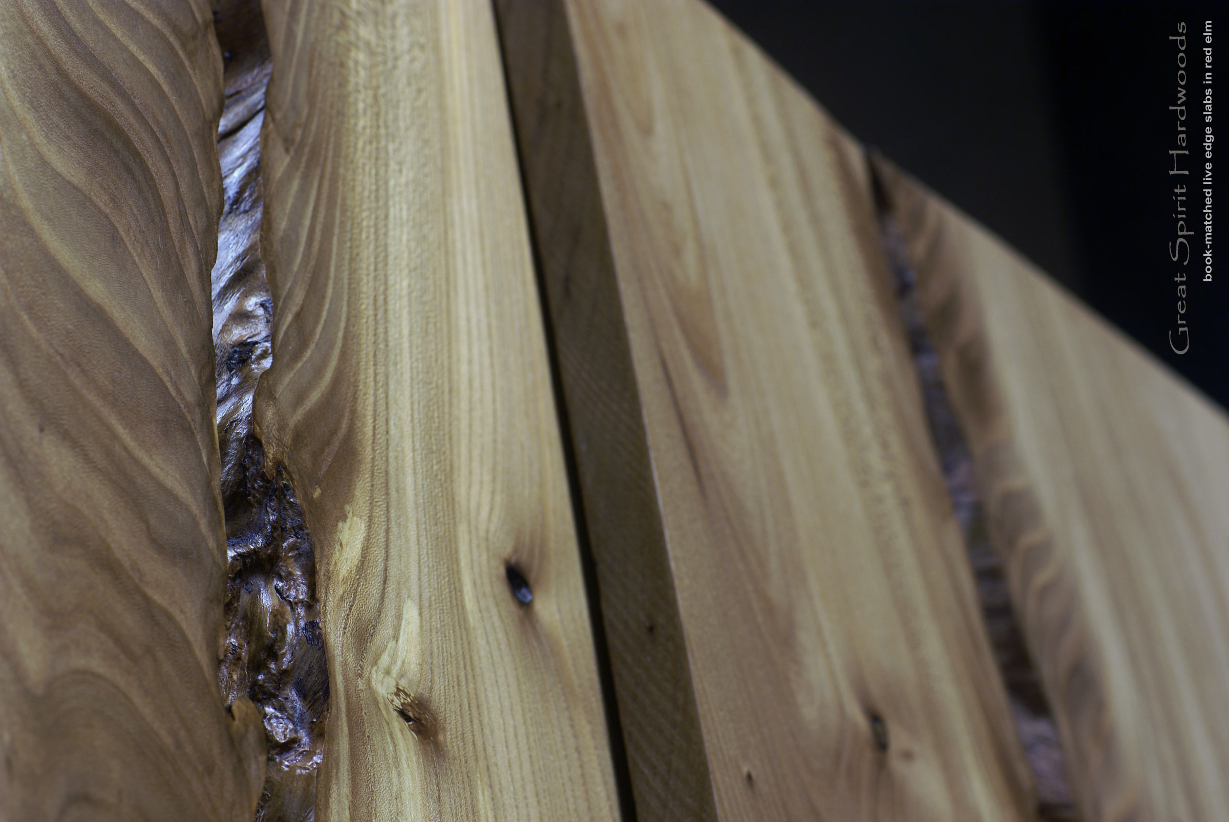 Custom Solid Hardwood Table Tops Live Edge Slabs Live Edge Book Matched Slabs From Solid Kiln Dried Elm Hardwood In Chicago Suburbs