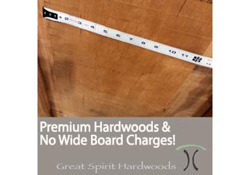 No wide board charges for our select hardwood lumber and boards in Chicago suburbs from Great Spirit Hardwoods in East Dundee, IL