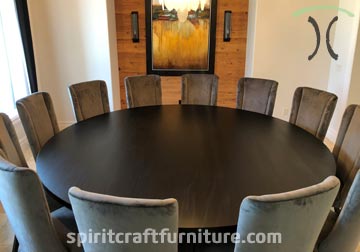 Massive 102 inch Ebonized Sapele Mahogany Dining Table by Spiritcraft Furniture in East Dundee, Illinois.