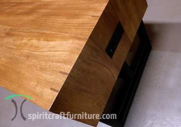 African Mahogany Communal Table for Hotel Business Center and Hospitality Designer by spiritcraft furniture in east dundee, il
