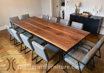 Ten Foot Long Black Walnut Live Edge Dining Table Crafted from Kiln Dried Slabs for Chicago Area Client